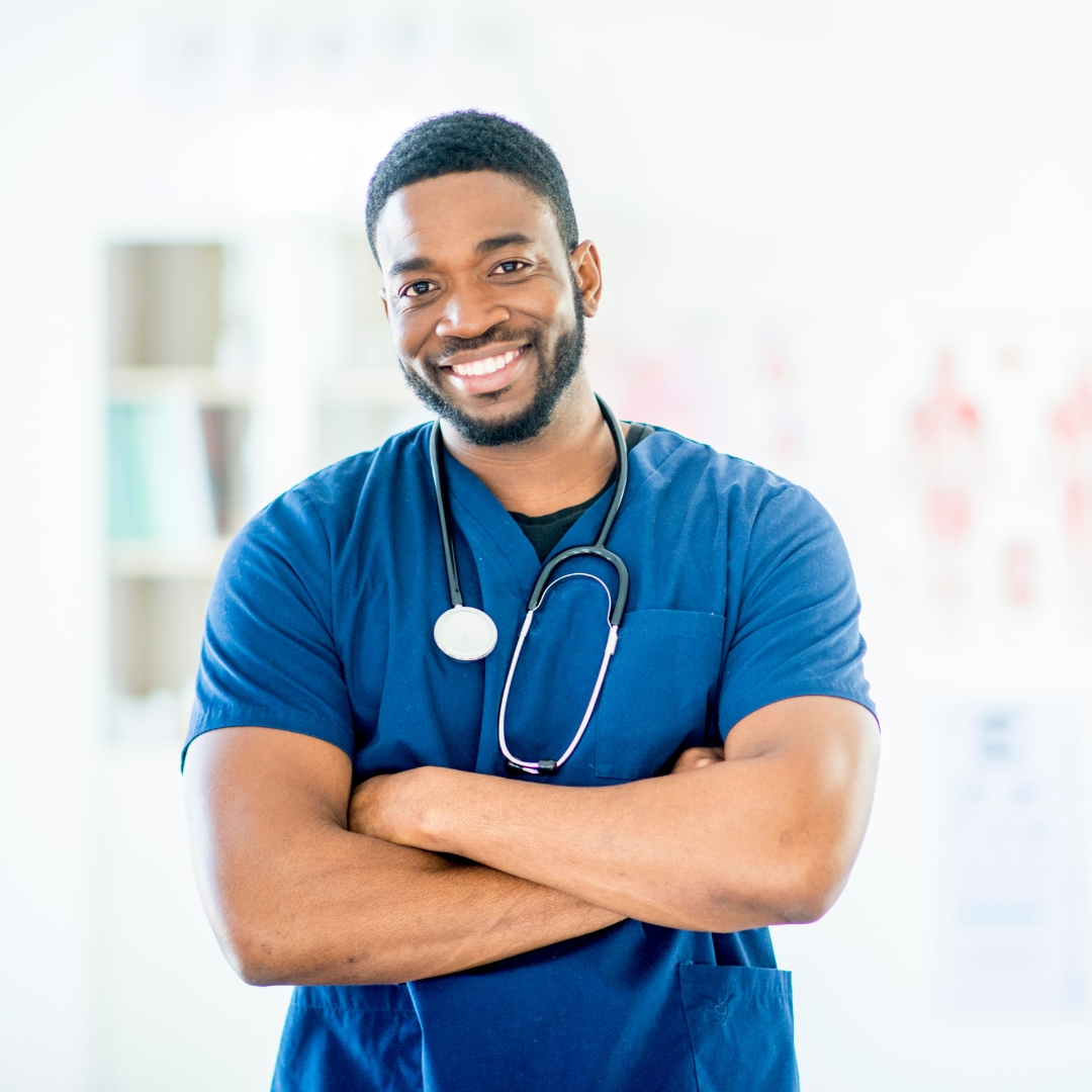 Male nurse smiling