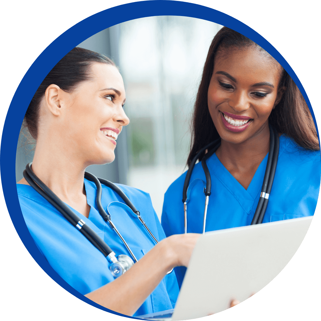nurses reviewing paperwork