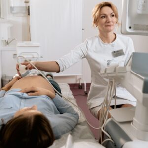 A nurse completing an ultrasound